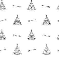 black white tepee seamless vector pattern background illustration     © Alice Vacca