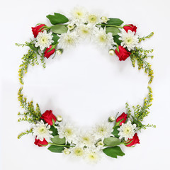 Top view of beautiful flowers arrangement