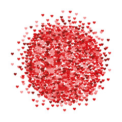 red hearts explosion confetti decoration. love valentine romance concept. vector illustration