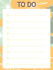 cute yellow blue vector printable to do list with flowers

