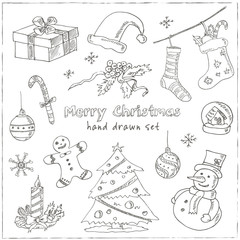 Doodle Christmas elements Vintage illustration for design