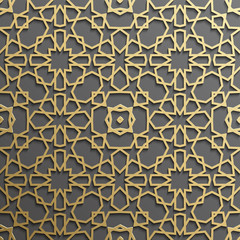 Seamless islamic pattern 3d . Traditional Arabic design element.