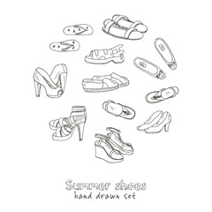 Vector illustration of woman shoes set. . Spring-summer fashion collection.