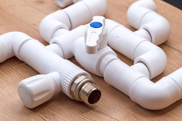Polypropylene parts for plumbing on the table