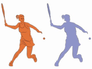 Fototapeta na wymiar silhouette tennis player , vector drawing