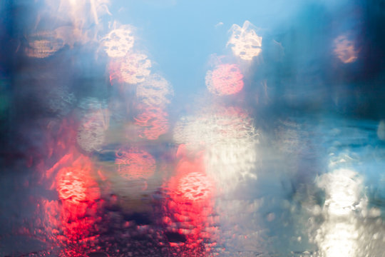 Abstract circular bokeh motion lens blur backround of city and s