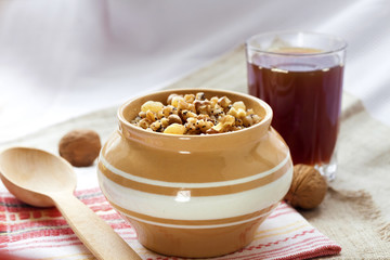 Kutia - sweet grain pudding, the traditional first dish of Christmas Eve supper served in Eastern European countries