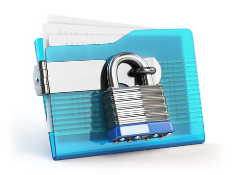 Folder and lock. Data and privacy security concept. Information