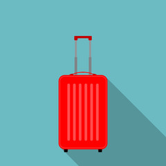 Red suitcase flat icon vector
