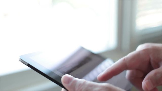 Man using touchpad