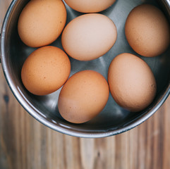 Directly above shot of pan with boiled eggs