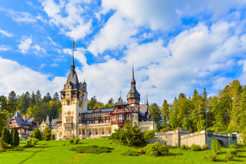 Peles castle Sinaia, Transylvania, Romania protected by Unesco World Heritage Site