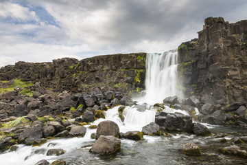 Fototapeta na wymiar Oxararfoss waterfall, Pingvellir National Park, Iceland