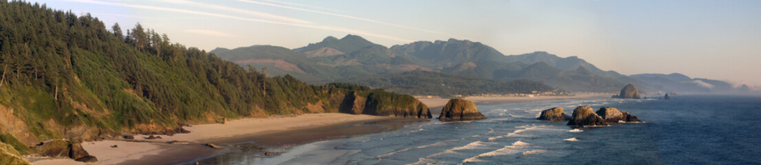 Panorama of Ecola Beach in Oregon