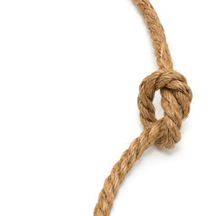 Knot on a rope, isolated on white