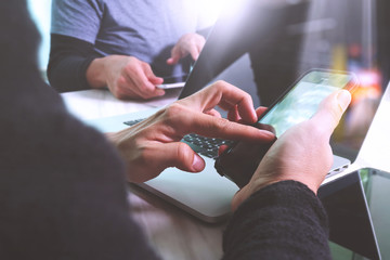 Obraz premium Business team meeting present. Photo professional investor worki