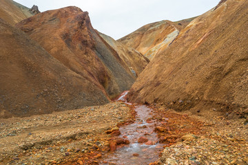 Landmannalaugar colorful  mountains in Iceland, summer time