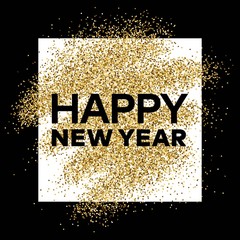 Gold glitter background with Happy New Year inscription