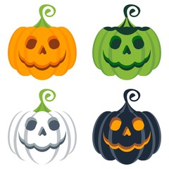 set of helloween colored pumpkins