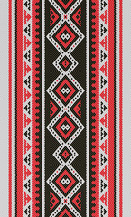 Red And Black Traditional Folk Sadu Arabian Hand Weaving Pattern - obrazy, fototapety, plakaty