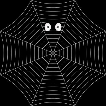 Web and spider eyes in the dark. Vector.