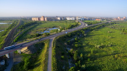 Car highway near the town Bataiysk. Russia. Rostov region