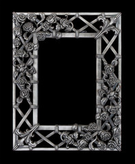 Old metal picture frame isolated on black
