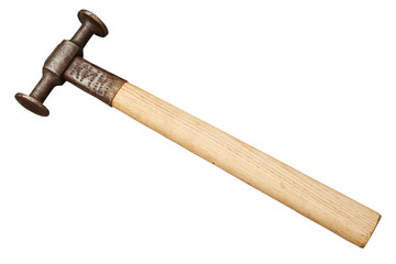Old hammer isolated on white