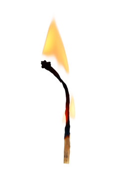 Burning Match Isolated On White