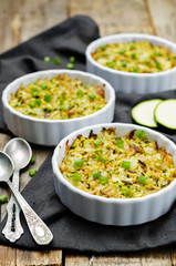 Brown and wild rice zucchini casserole