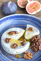 Camembert, figs and walnuts