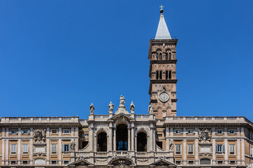 Obraz premium Belfry (1377) of Basilica of Saint Mary Major. Rome, Italy.
