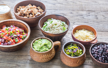 Ingredients for chicken burrito bowl