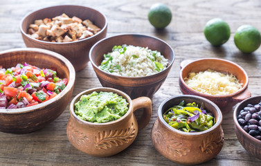 Ingredients for chicken burrito bowl