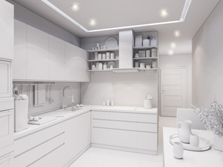 Fototapeta na wymiar 3d rendering design interior of modern kitchen