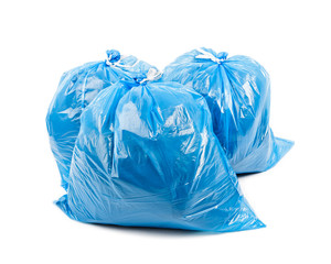 Fototapeta premium Three blue garbage bags