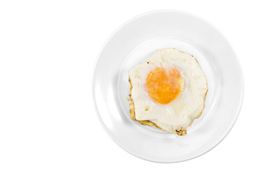 Fried egg / Fried egg on white plate.