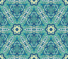 Abstract blue seamless ornamental mosaic tiles