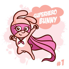 Superhero Bunny Vector Illustration Set