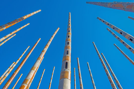 Wind chime in a blue sky