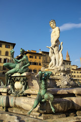 Obraz premium Fountain of Neptune and Palazzo della Signoria in Florence