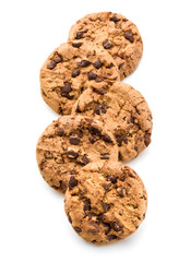 Chocolate cookies isolated on white background cutout