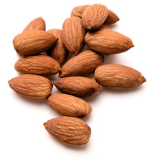 almond nuts isolated on white background close up