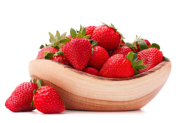 Strawberries in wooden bowl cutout