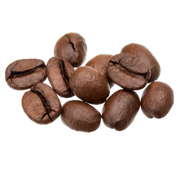 roasted coffee beans isolated in white background cutout
