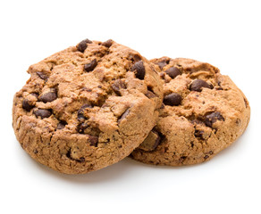 Chocolate cookies isolated on white background cutout