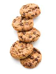 Chocolate cookies isolated on white background cutout