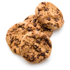 Chocolate cookies isolated on white background cutout