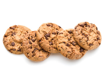 Chocolate cookies isolated on white background cutout