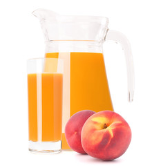 Peach fruit juice in glass jug